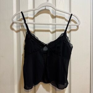 sheer open front lace top